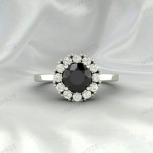 Black Onyx Gemstone Solitaire Ring – Women’s 925 Sterling Silver Jewelry