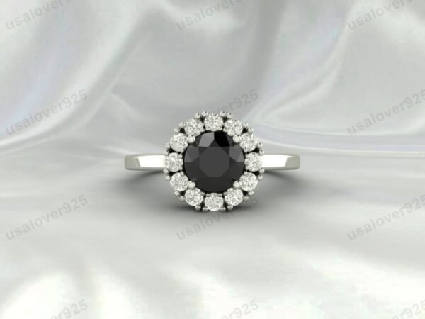 Black Onyx Gemstone Solitaire Ring – Women’s 925 Sterling Silver Jewelry