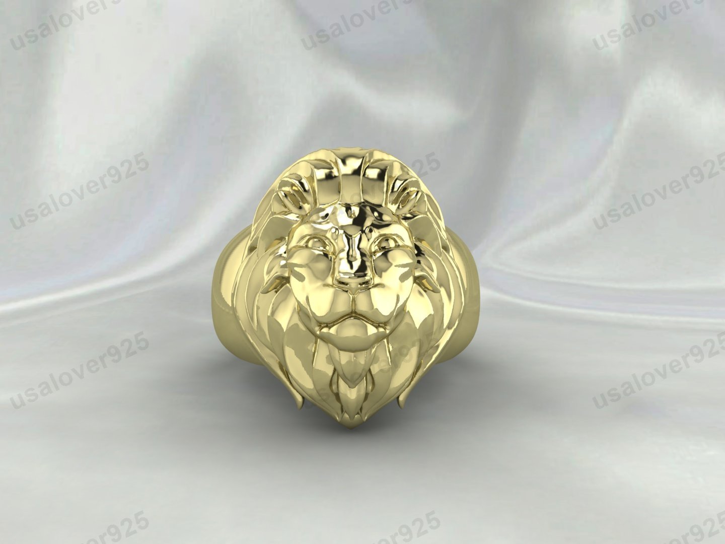 Modern Lion Unique Signet Mens Ring – High Quality Yellow Brass Jewelry