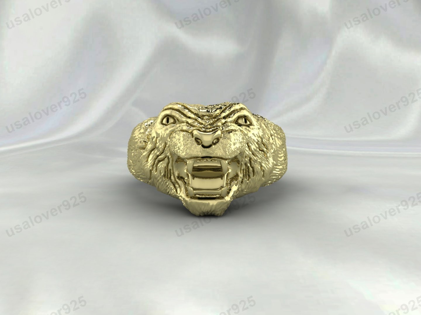 Trendy Lion Unique Signet Mens Ring – High Quality Yellow Brass Jewelry
