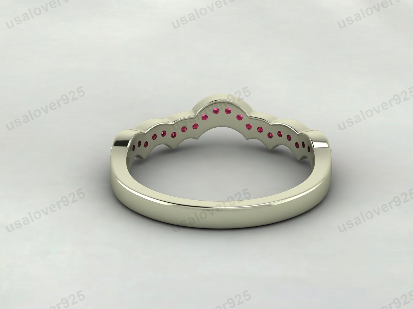 Ruby Gemstone Wave Shape Half Eternity Women Band – 925 Sterling Silver Ring Jewelry - Image 4