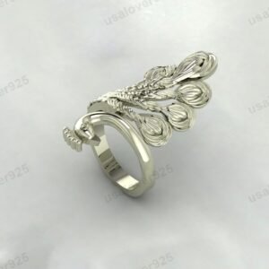 Peacock Bird Unique Design Trendy Women Ring, 925 Sterling Silver Jewelry