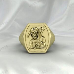 Reaper Unique Signet Unisex Ring – High Quality Yellow Brass Jewelry