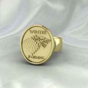 Winter Is Coming Signet Unisex Ring – High Quality Yellow Brass Jewelry