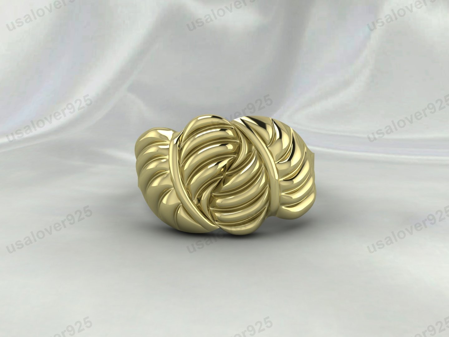 Vintage Knot Design Signet Unisex Ring – High Quality Yellow Brass Jewelry - Image 3