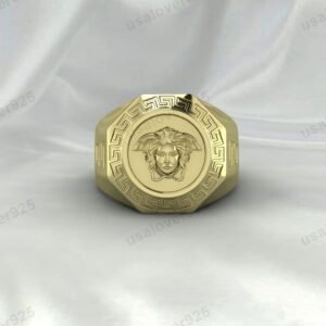 MEDUSA Head Face Signet Unisex Ring – High Quality Yellow Brass Jewelry