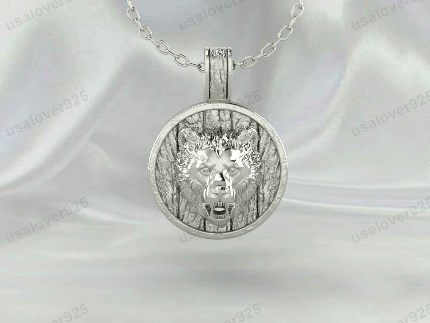 Biker Viking Wolf Head Unique Design Unisex Pendant, 925 Sterling Silver Necklace Jewelry - Image 2