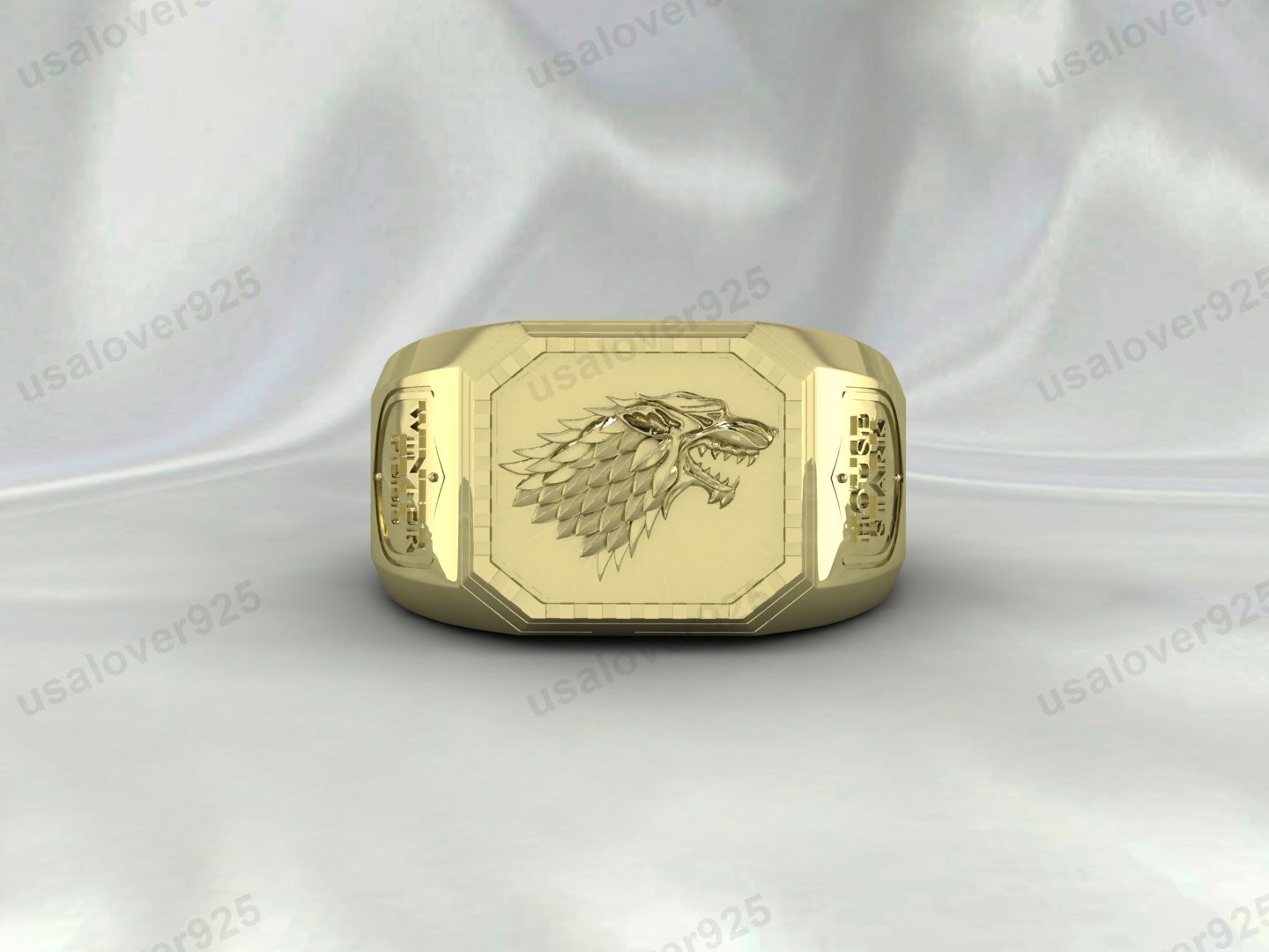 Game Of Throne House Stark Wolf Ring – High Quality Yellow Brass Unisex Jewelry - Image 3