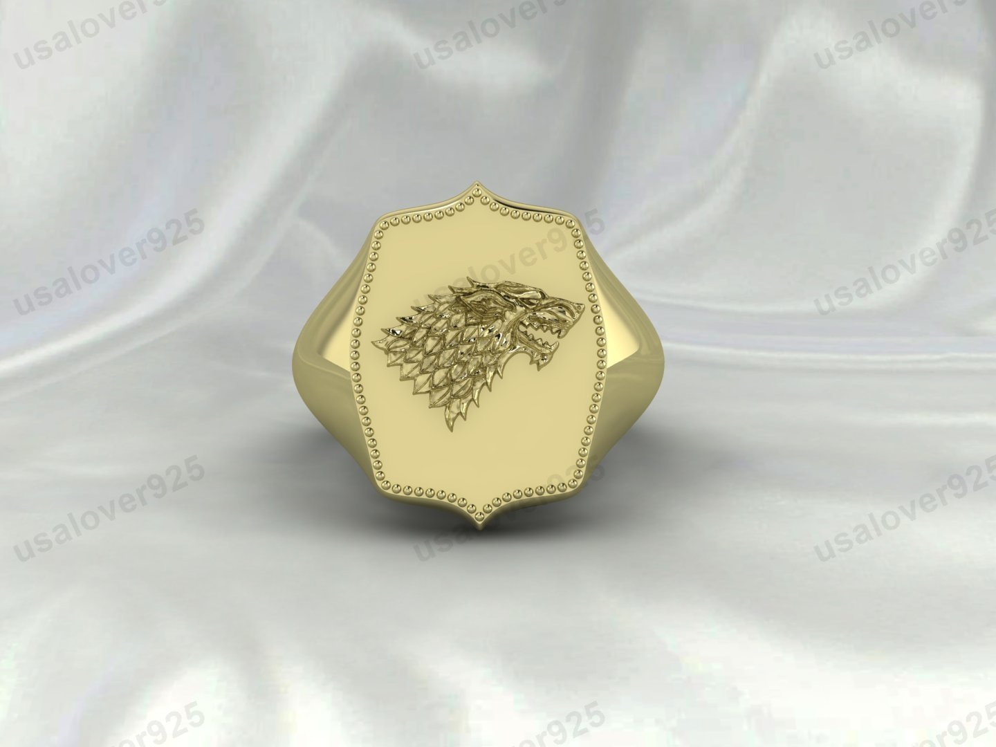 Men Movie Style Game of Thrones ice Wolf Signet Ring – High Quality Yellow Brass Unisex Jewelry - Image 3