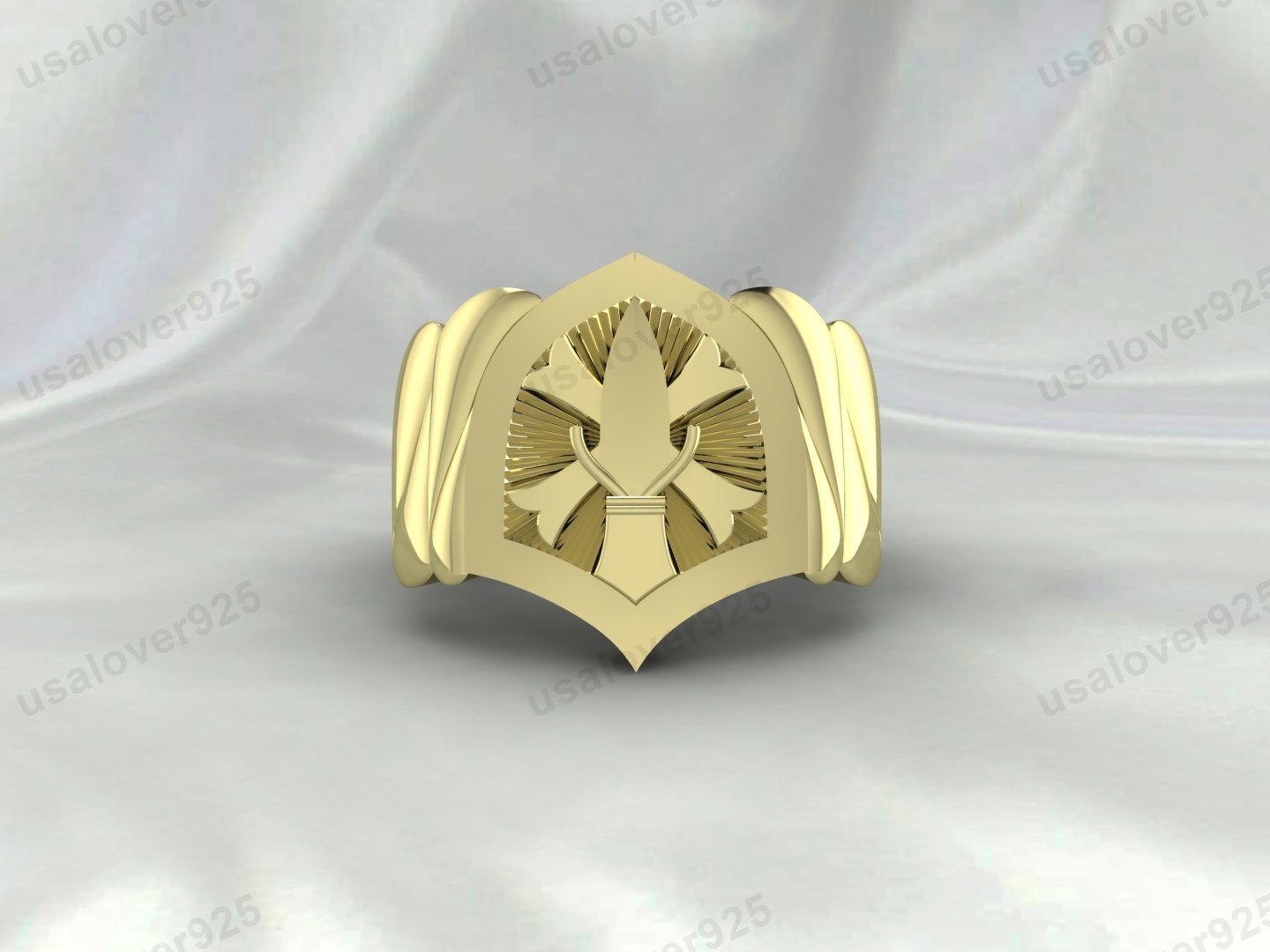 Geometric Unique Design Signet Men's Ring – High Quality Yellow Brass Jewelry