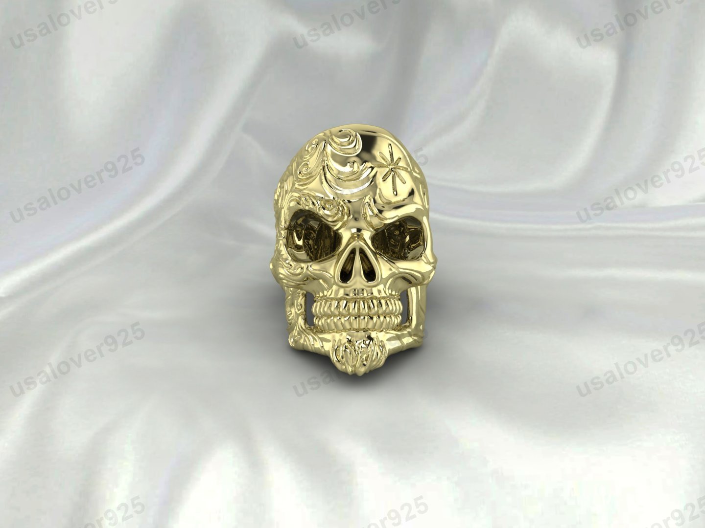 Skeleton Head Design Unisex Band Ring – High Quality Yellow Brass Jewelry