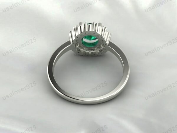 Emerald Gemstone Solitaire Ring – Women’s 925 Sterling Silver Jewelry - Image 4