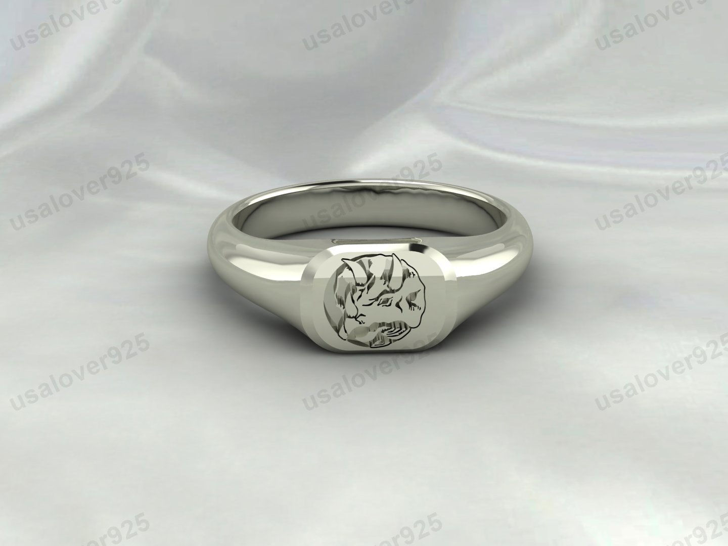 Fox Animal Unique Design Signet Unisex Ring, 925 Sterling Silver Jewelry