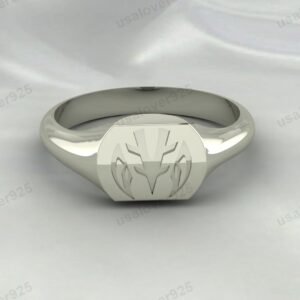 Unique Art Deco Design Signet Unisex Ring, 925 Sterling Silver Jewelry