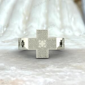 Celtic Cross Ornament Men Ring, 925 Sterling Silver Jewelry