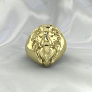 Lion Animal Unique Signet Men's Ring – High Quality Yellow Brass Jewelry