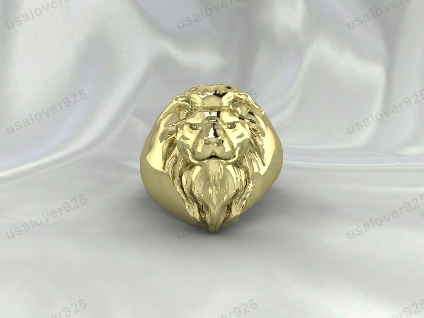 Lion Animal Unique Signet Men's Ring – High Quality Yellow Brass Jewelry