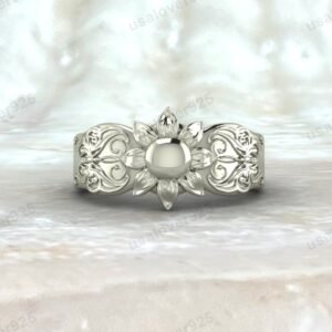 Flower Unique Design Signet Women Ring, 925 Sterling Silver Jewelry