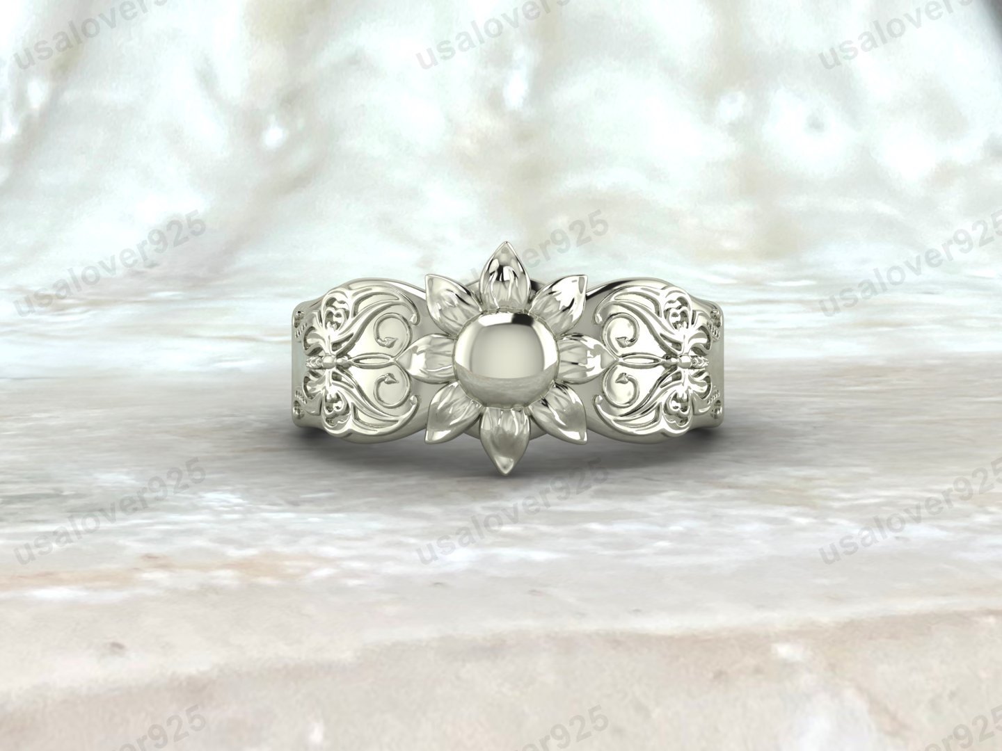 Flower Unique Design Signet Women Ring, 925 Sterling Silver Jewelry