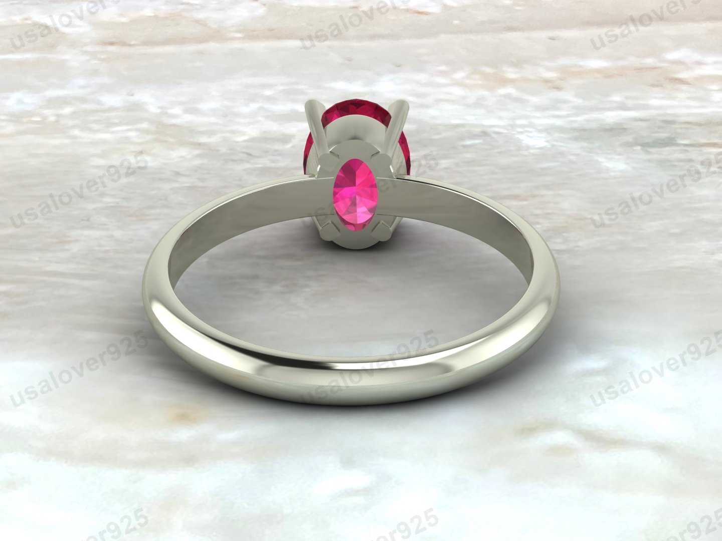 Ruby Oval Gemstone Solitaire Women Ring – 925 Sterling Silver Jewelry - Image 4