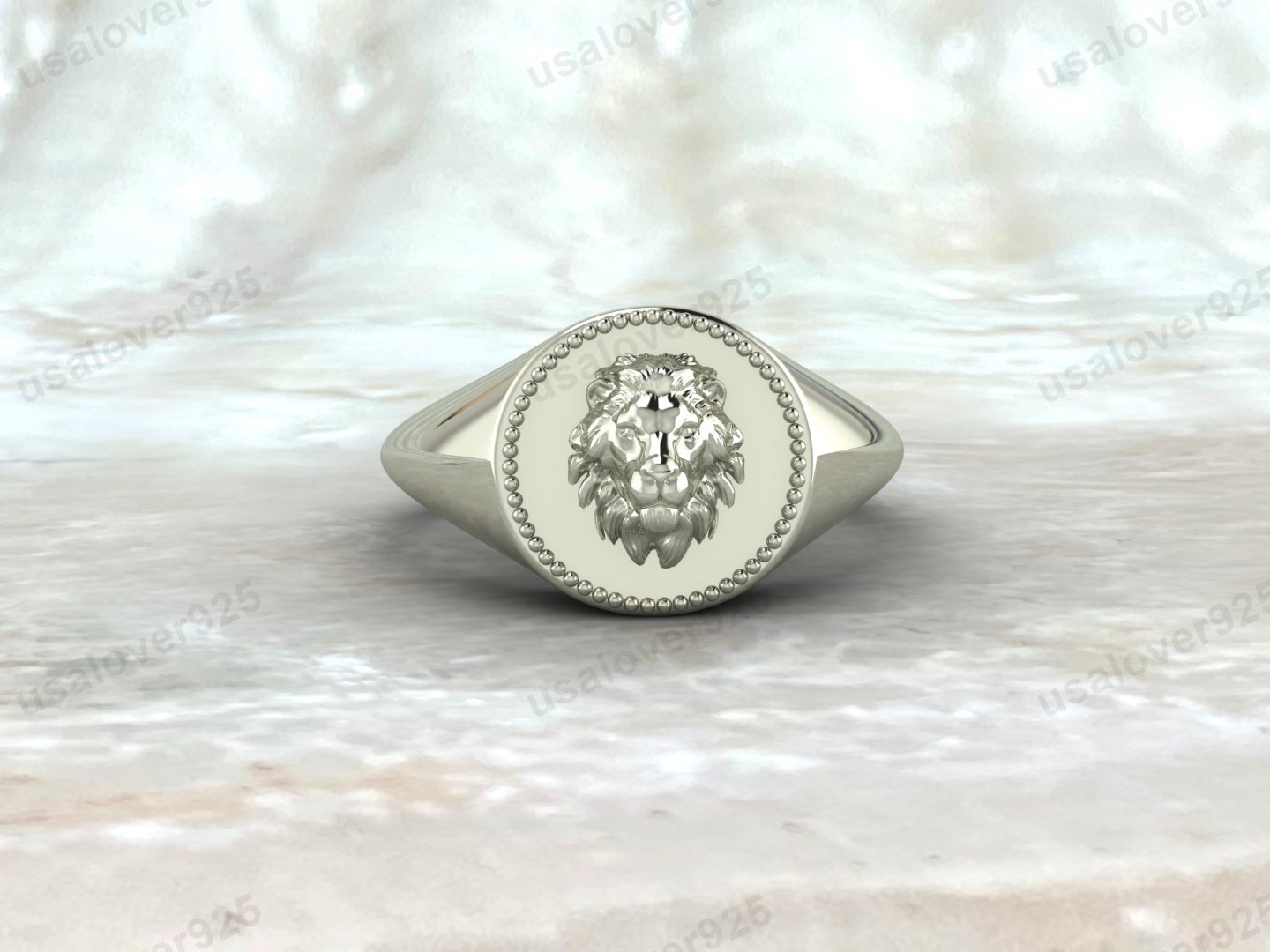 Lion Men's Signet Ring, 925 Sterling Silver Jewelry