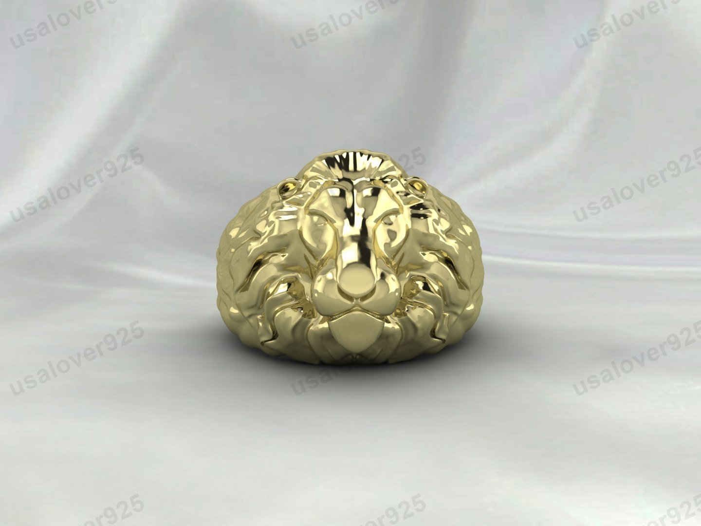 Lion Unique Heavy Mens Signet Ring – High Quality Yellow Brass Jewelry
