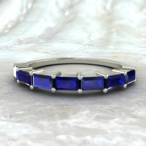 Blue Sapphire Gemstone Eternity Women Band – 925 Sterling Silver Ring Jewelry