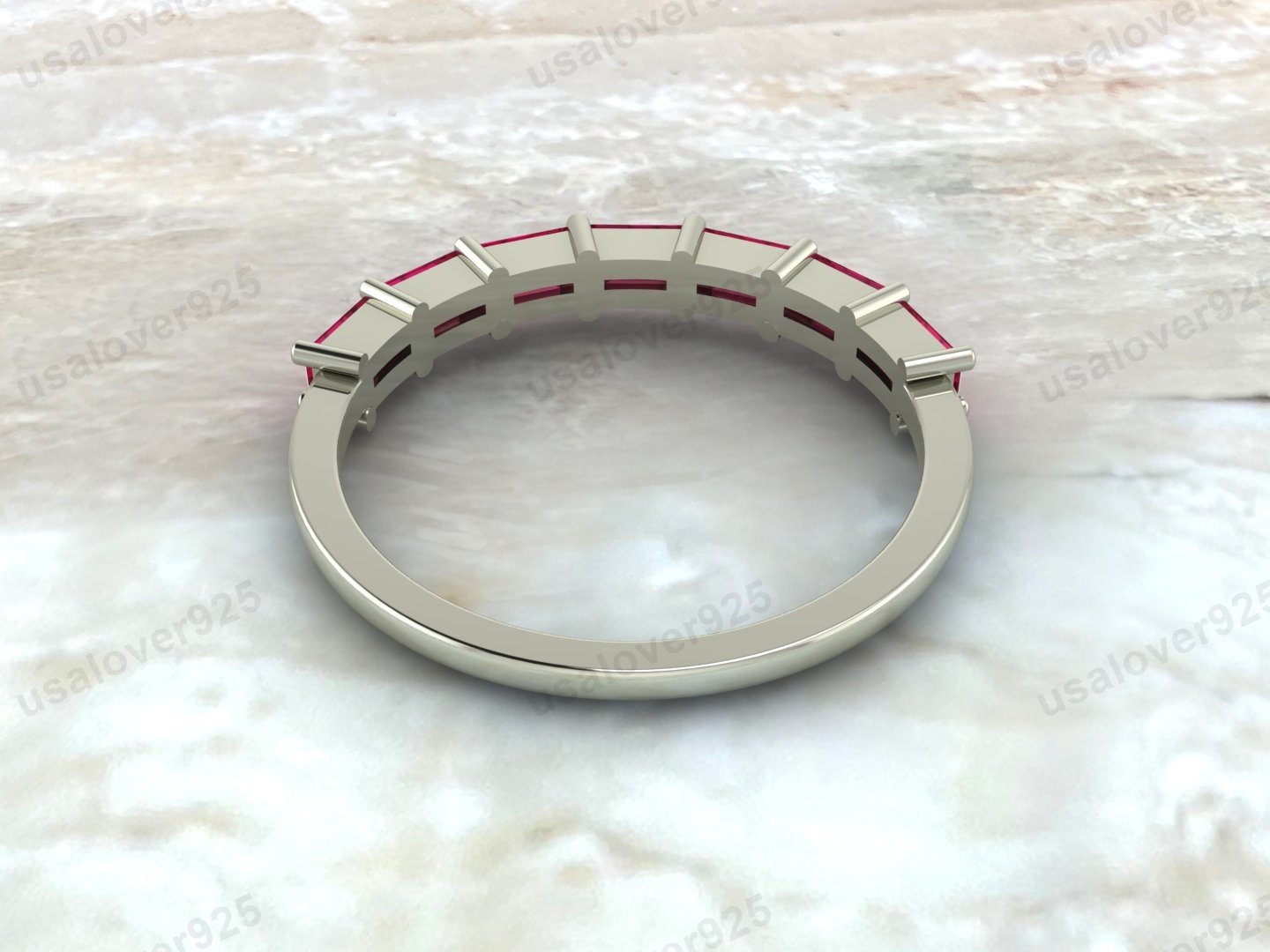 Ruby Gemstone Eternity Women Band – 925 Sterling Silver Ring Jewelry - Image 4