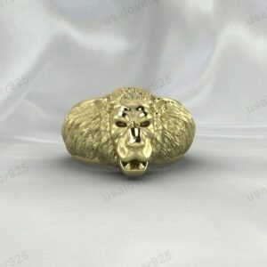 Lion Animal Modern Mens Signet Ring – High Quality Yellow Brass Jewelry