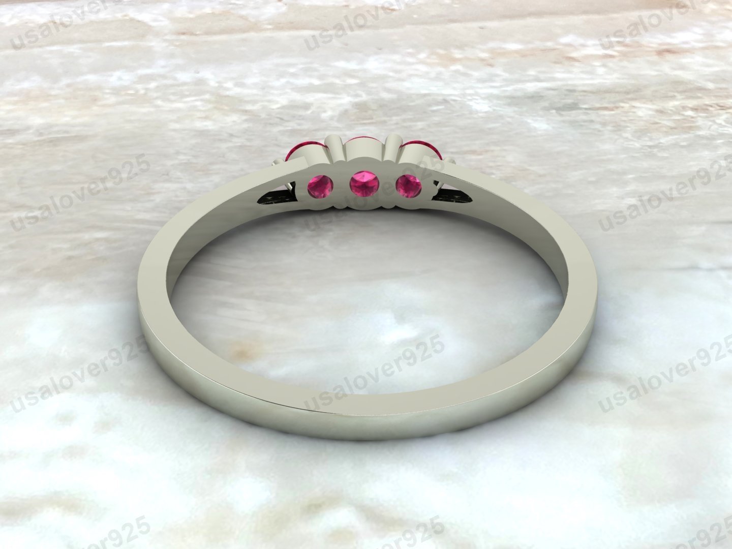 Ruby Three Gemstone Women Ring – 925 Sterling Silver Jewelry - Image 4