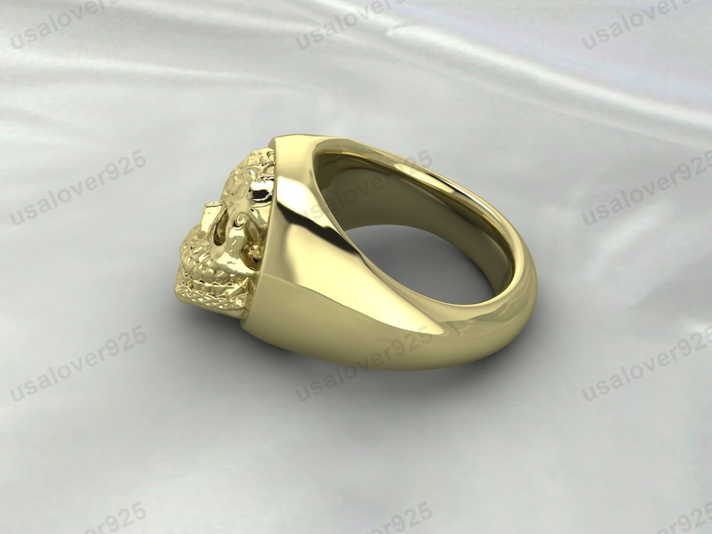Unique Skull Design Signet Ring – High Quality Yellow Brass Unisex Jewelry - Image 3
