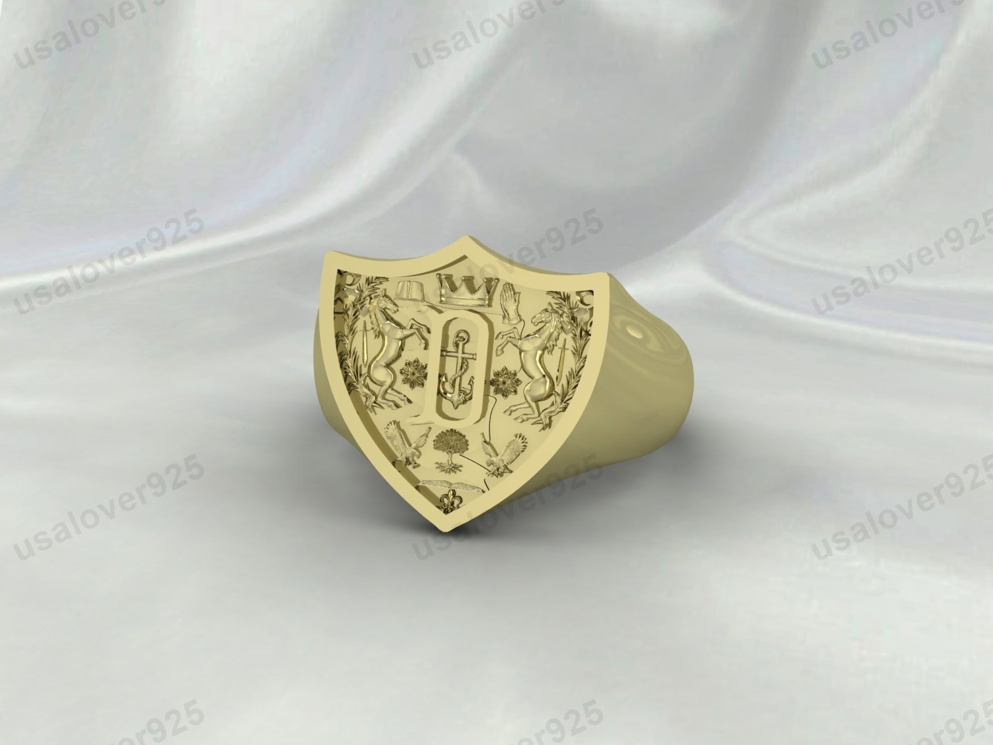 Christian Coat of Arms Signet Unisex Ring – High Quality Yellow Brass Jewelry