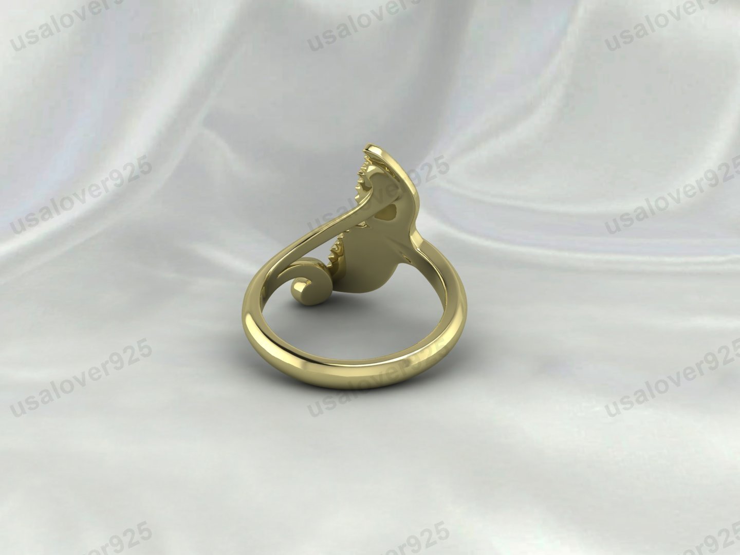 Whale Teil Unisex Band Ring – High Quality Yellow Brass Jewelry - Image 4