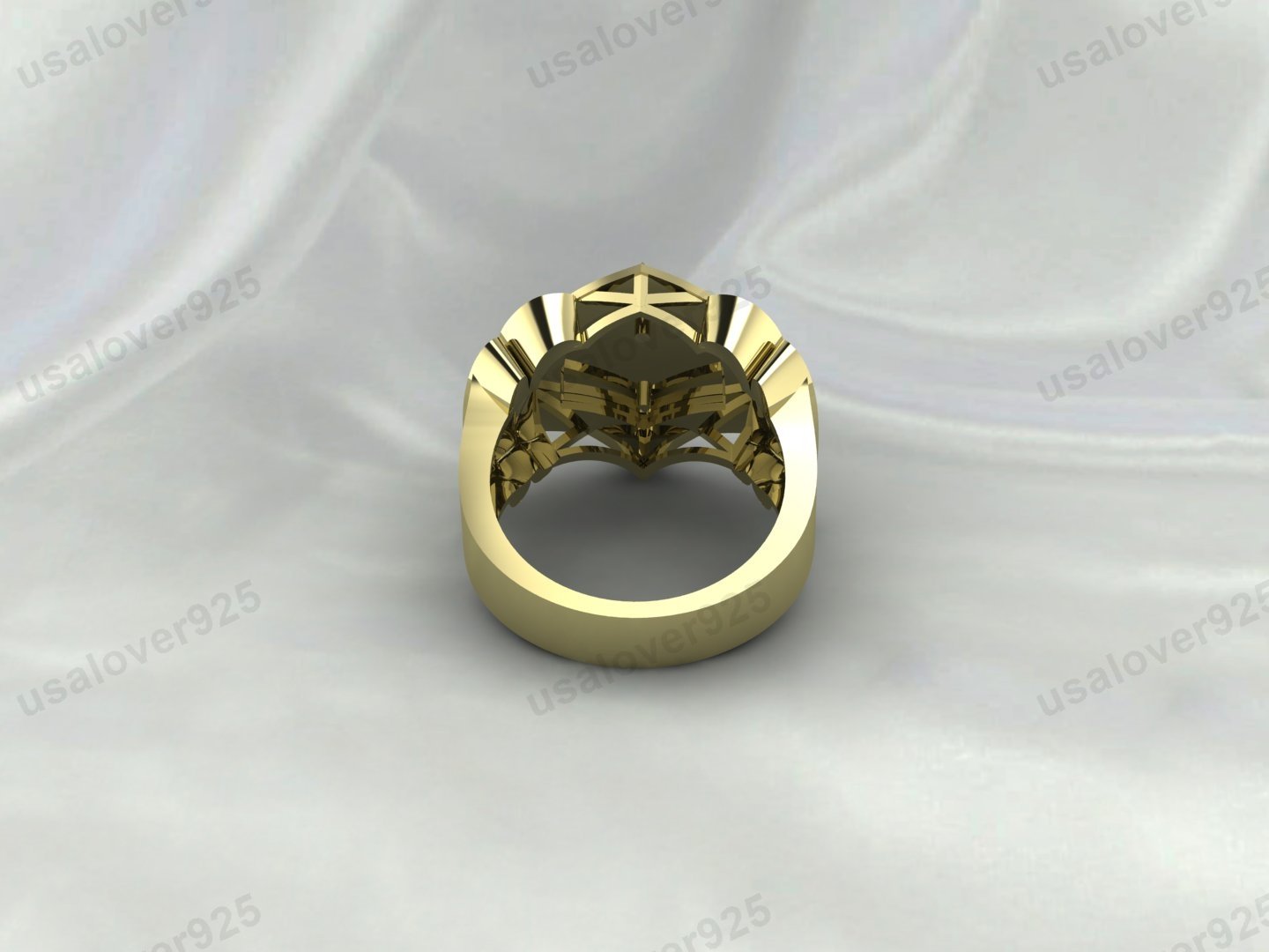 Geometric Unique Design Signet Men's Ring – High Quality Yellow Brass Jewelry - Image 4