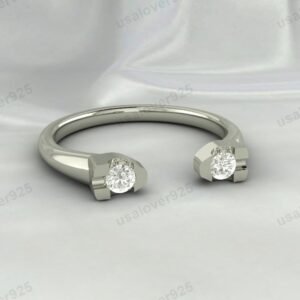 CZ Diamond Stone Open Women Band – 925 Sterling Silver Ring Jewelry
