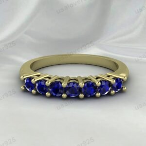 Sapphire Gemstone Women Band – 925 Sterling Silver Ring Jewelry