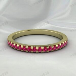Ruby Gemstone Half Eternity Women Band – 925 Sterling Silver Ring Jewelry