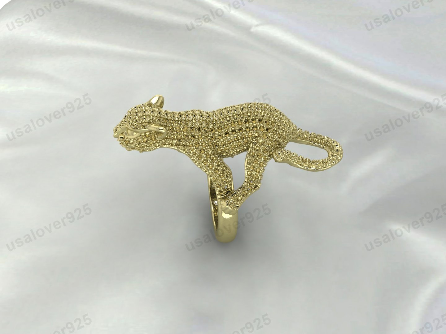 Jaguar Animal Unique Signet Unisex Ring – High Quality Yellow Brass Jewelry - Image 3