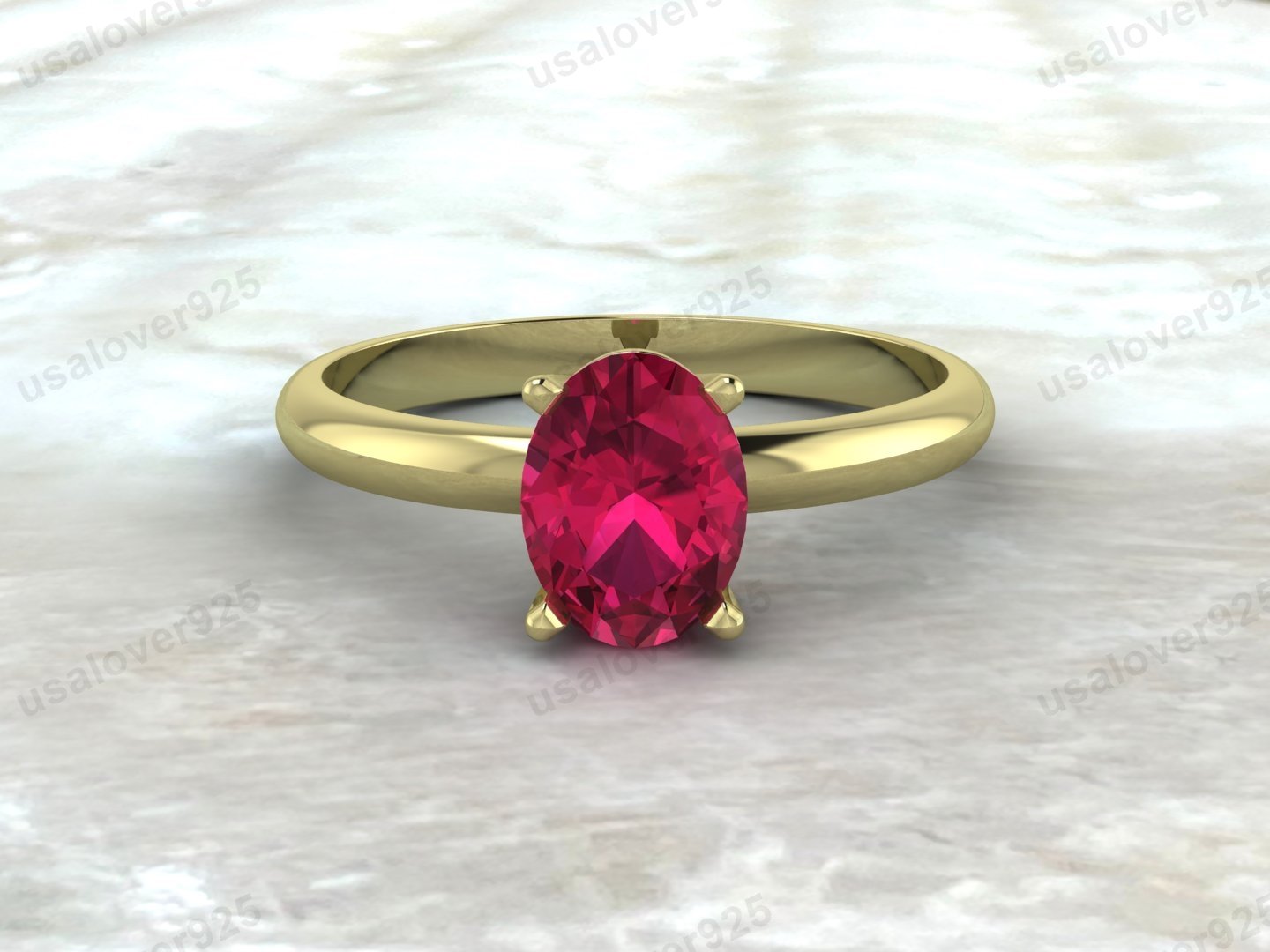 Ruby Oval Gemstone Solitaire Women Ring – 925 Sterling Silver Jewelry - Image 2