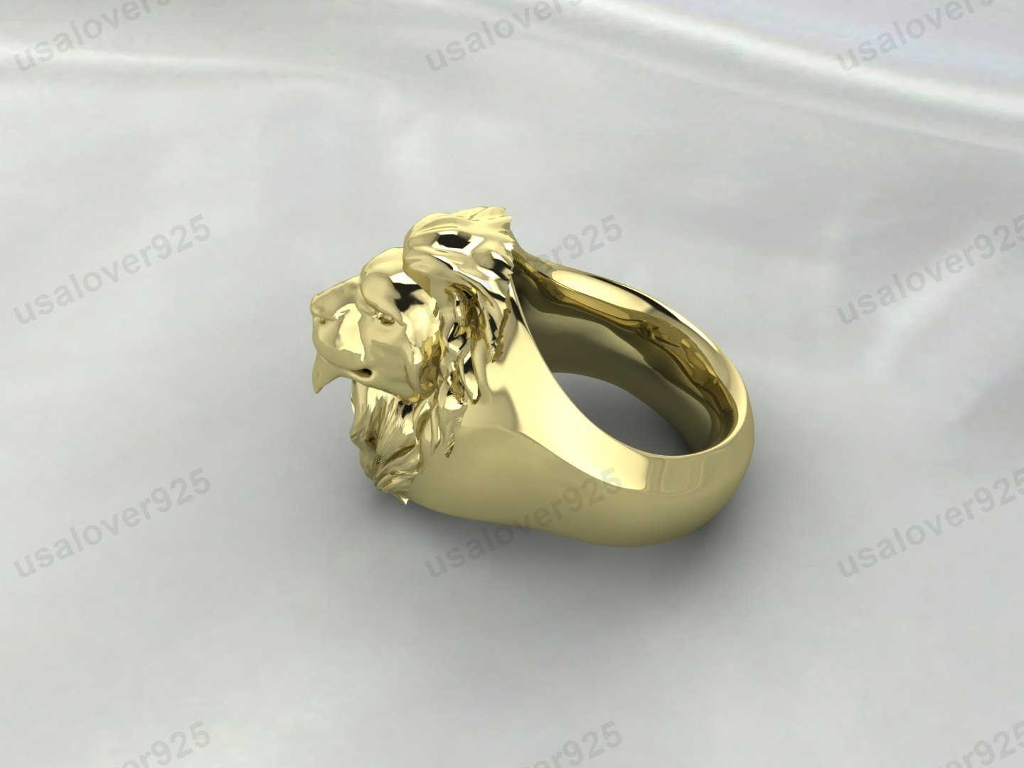 Lion Animal Unique Signet Men's Ring – High Quality Yellow Brass Jewelry - Image 3