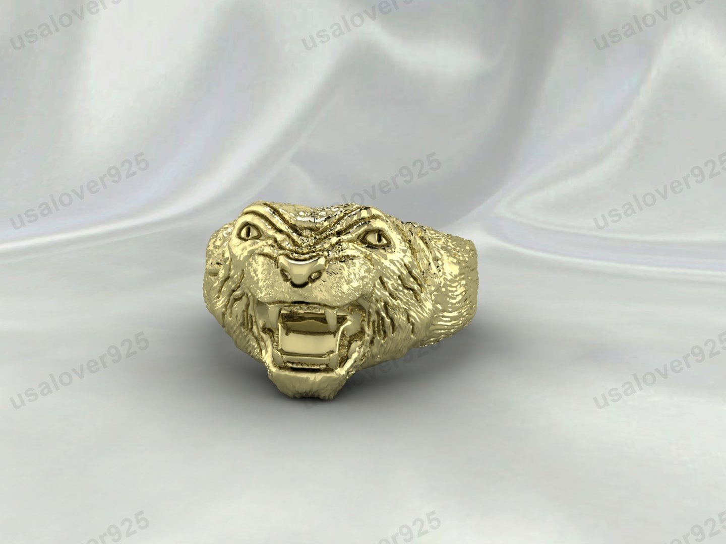 Trendy Lion Unique Signet Mens Ring – High Quality Yellow Brass Jewelry - Image 3
