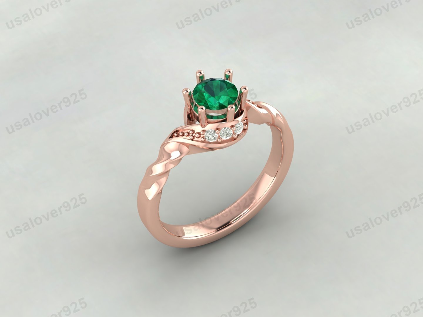 Emerald Gemstone Solitaire Women Ring – 925 Sterling Silver Jewelry - Image 3