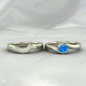 Topaz Gemstone Eternity Wedding Women Band Set – 925 Sterling Silver Ring Jewelry