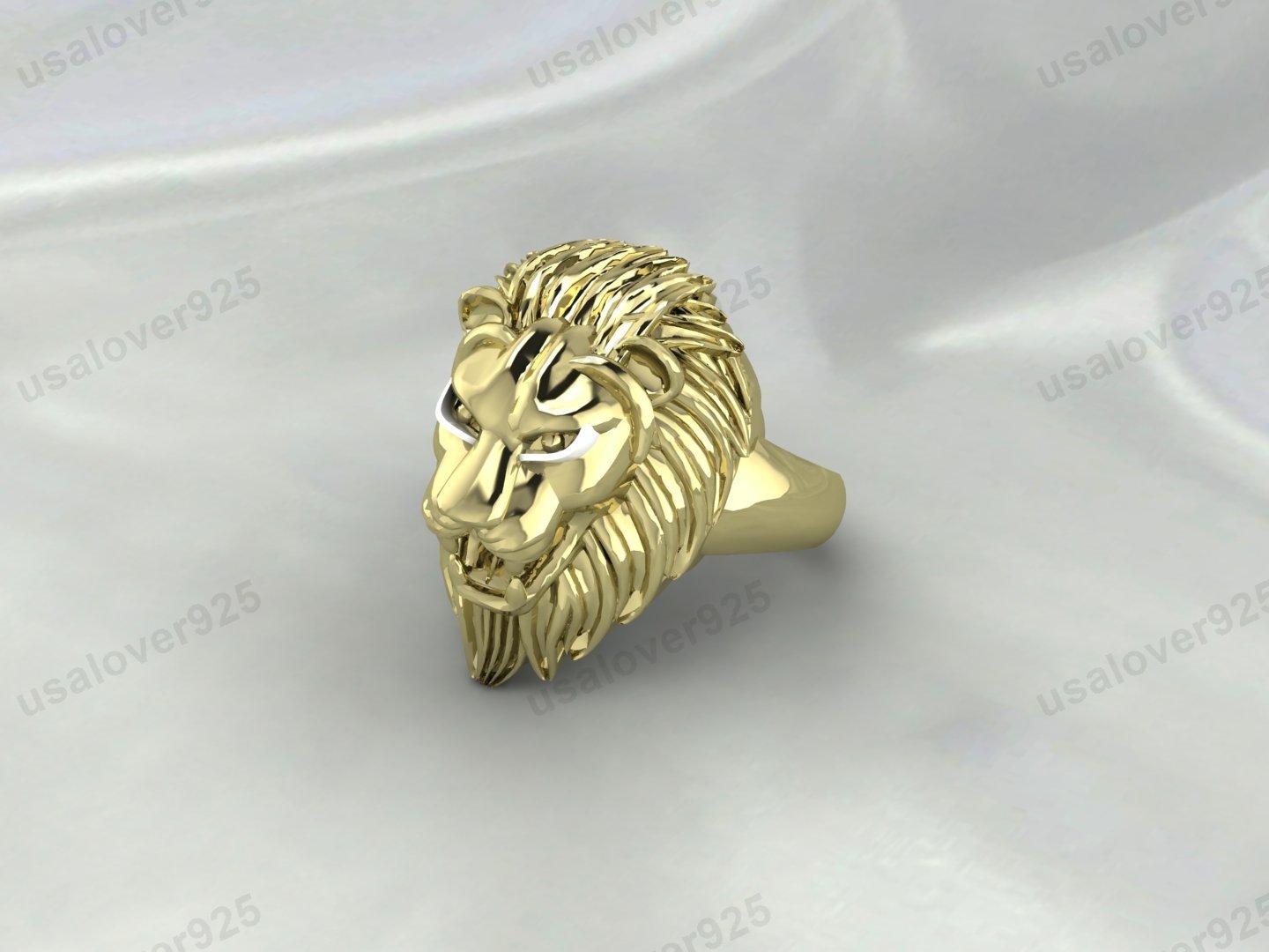 Lion Head Signet Unisex Ring – High Quality Yellow Brass Jewelry - Image 3