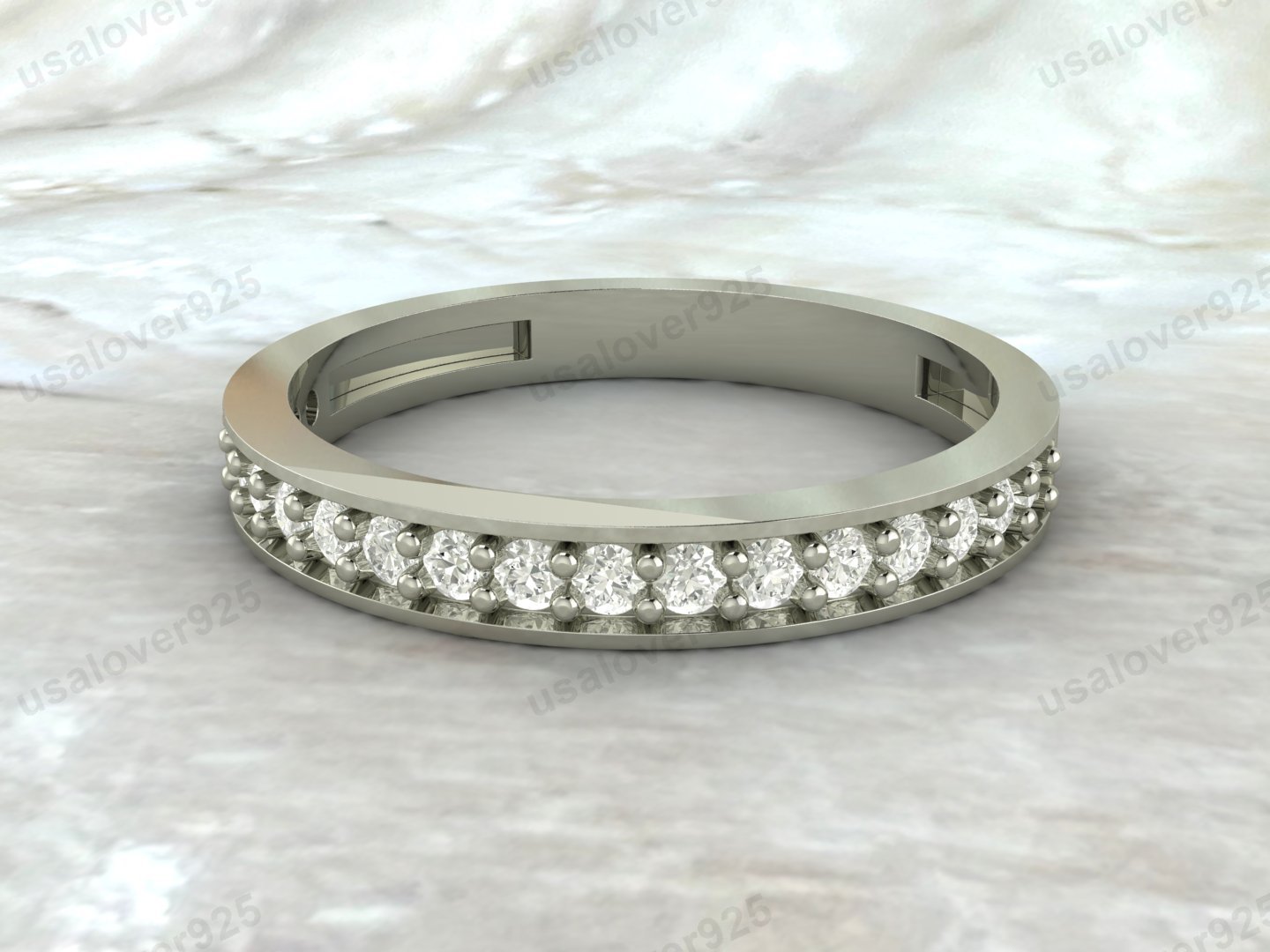 CZ Diamond Stone Half Eternity Women Band – 925 Sterling Silver Ring Jewelry - Image 2