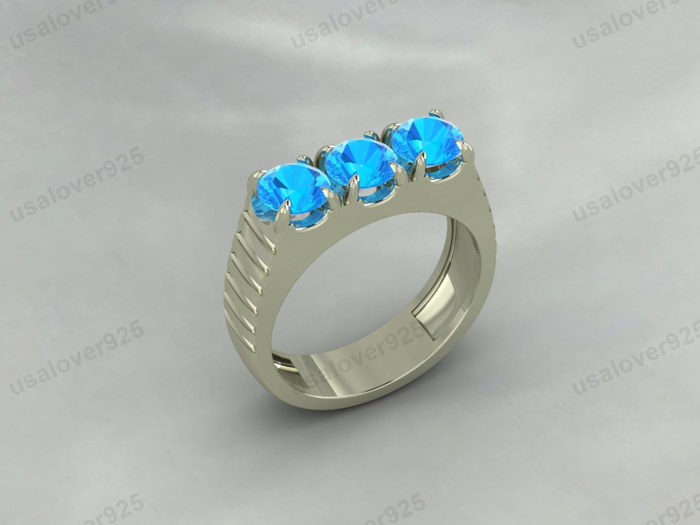 Topaz Round Gemstone Men's Signet Ring, 925 Sterling Silver Jewelry