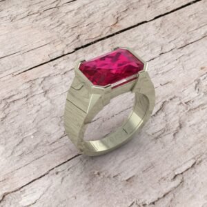 Ruby Gemstone Men's Signet Ring, 925 Solid Sterling Silver Jewelry