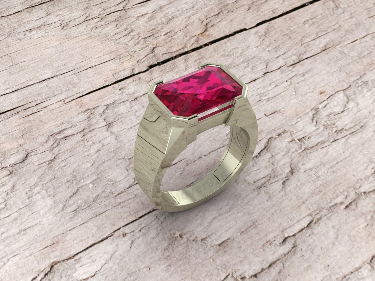 Ruby Gemstone Men's Signet Ring, 925 Solid Sterling Silver Jewelry