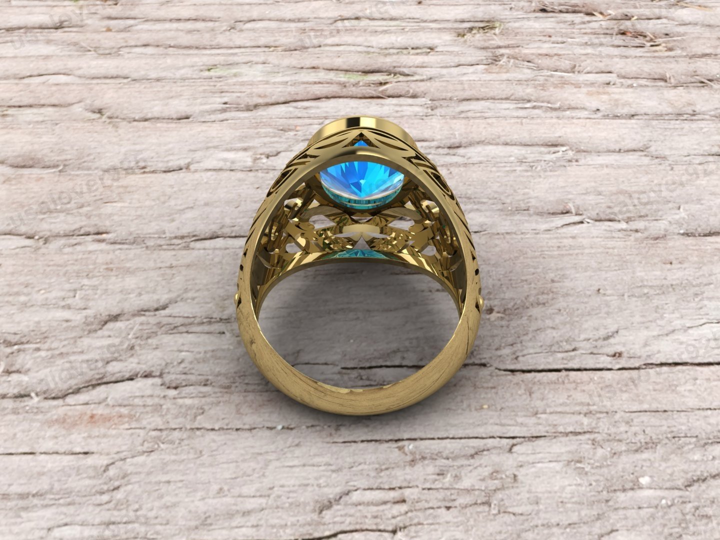 Topaz Oval Gemstone Art Deco Men's Signet Ring, High Quality Yellow Brass Jewelry - Image 3