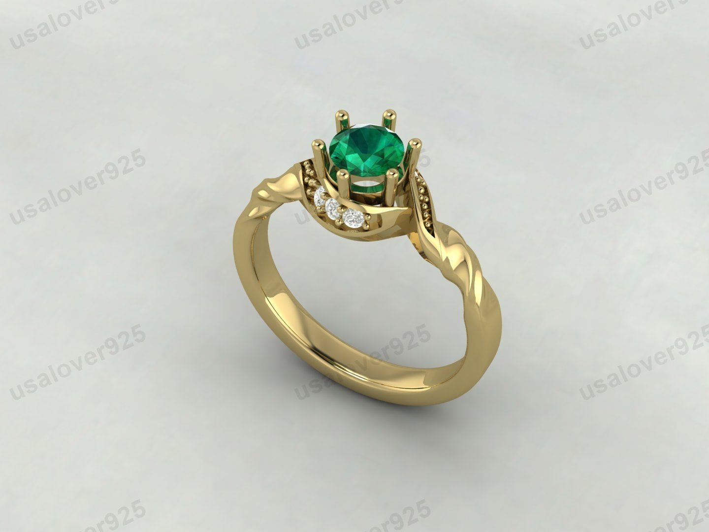 Emerald Gemstone Solitaire Women Ring – 925 Sterling Silver Jewelry - Image 2